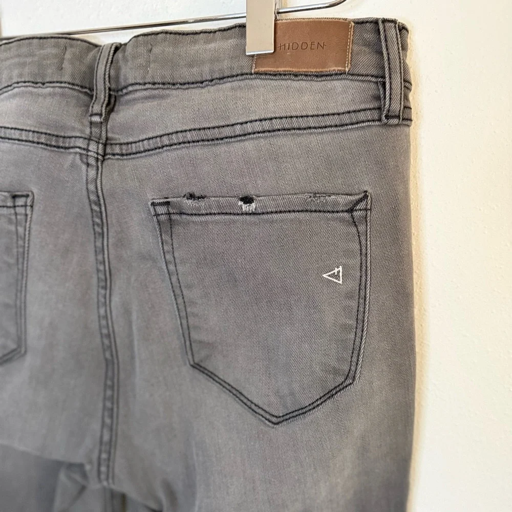 Hidden Jeans Gray Distressed Raw Hem Skinny Jeans Size 29 Stretch - Picture 7 of 11